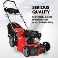 BAUMR-AG 18" 150cc Self Propelled Lawn Mower, 7 Height, Steel Deck, Cup Holders, 4-Stroke Petrol Lawnmower - 740SX