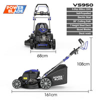 POWERBLADE 20" 200cc Self-Propelled Lawn Mower, Electric Start, 7 Height, Steel Deck, Deck Wash Port, OHV 4-Stroke Petrol - VS950