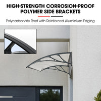 SHADE SHIELD 1x1m Aluminium Exterior Awning, Black DIY External UV Rain Protection Clear Polycarbonate Canopy Cover