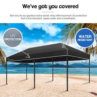 Red Track 3x6m Folding Gazebo Shade Outdoor BLACK Foldable Marquee Pop-Up