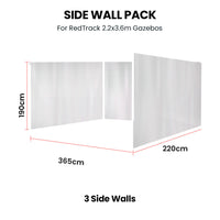 RED TRACK 3x Side Walls for 2.2x3.6m Gazebo, White