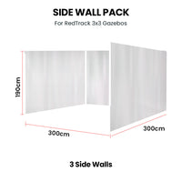 RED TRACK 3x Side Walls for 3x3m Gazebo, White