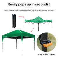 RED TRACK 3.6x2.2m Ultra Compact Folding Gazebo, Carry bag, Portable Outdoor Popup Marquee for Camping Beach, Green