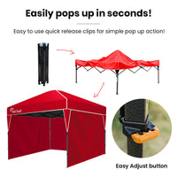 RED TRACK 3.6x2.2m Ultra Compact Folding Gazebo, Walls, Carry bag, Portable Outdoor Popup Marquee for Camping Beach