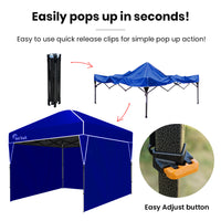 RED TRACK 3x3m Ultra Compact Folding Gazebo, Walls, Carry bag, Portable Outdoor Popup Marquee for Camping Beach, Navy Blue