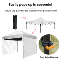 RED TRACK 3x3m Ultra Compact Folding Gazebo, Walls, Carry bag, Portable Outdoor Popup Marquee for Camping Beach, White