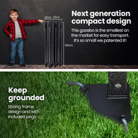 RED TRACK 3x3m Ultra Compact Folding Gazebo, Walls, Carry bag, Portable Outdoor Popup Marquee for Camping Beach, White