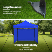 RED TRACK 3x3m Premium Pop Up Gazebo Marquee, Patented Steel Cable Canopy Support System, Wheeled Carry Bag, Side Walls, UV Block, Reinforced Frame, Blue