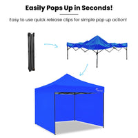 RED TRACK 3x3m Premium Pop Up Gazebo Marquee, Patented Steel Cable Canopy Support System, Wheeled Carry Bag, Side Walls, UV Block, Reinforced Frame, Blue