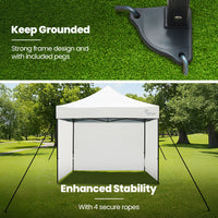 RED TRACK 3x3m Premium Pop Up Gazebo Marquee, Patented Steel Cable Canopy Support System, Wheeled Carry Bag, Side Walls, UV Block, Reinforced Frame, White