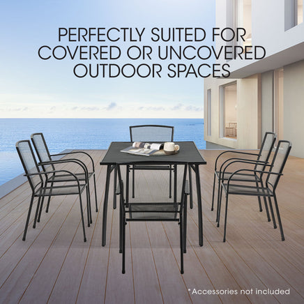FORTIA 7pc Outdoor Dining Furniture Set, Rectangular Table and Chairs Setting for Outside