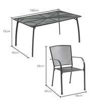 FORTIA 7pc Outdoor Dining Furniture Set, Rectangular Table and Chairs Setting for Outside