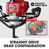 BAUMR-AG Petrol Post Hole Digger, Safety Brake, 150mm+200mm Double Helix Earth Auger Bits