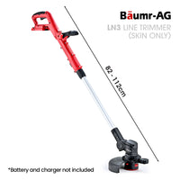 BAUMR-AG LN3 20V SYNC Cordless 2in1 Line Trimmer & Lawn Edger Skin, Adjustable head, Guide Wheel