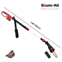 BAUMR-AG PC3 20V SYNC Cordless Pole Saw Kit, 8 inch Chainsaw Pruner, Telescopic Handle, with Battery and Charger Kit