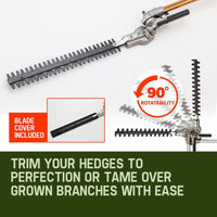 BAUMR-AG 65cc 7in1 Long Reach Garden Multi-tool, Pole Saw, Hedge & Line Trimmer, Brush Cutter, 12" Tree Trimming Pruning Chainsaw Bar, 2 Extension Shafts