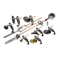 BAUMR-AG 65cc 9in1 Long Reach Garden Multi-tool, Pole Saw, Hedge & Line Trimmer, Brush Cutter, 12" Tree Trimming Pruning Chainsaw Bar, 2 Extension Shafts