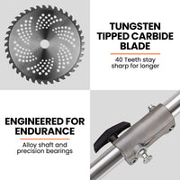 MTM 62cc 7in1 Brush Cutter Garden Multi-Tool , Pole Hedge & Line Trimmer, Bullhorn Handle, 12" Tree Trimming Pruning