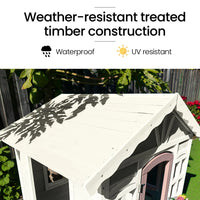 ROVO KIDS Cubby House, Wooden Outdoor DIY Timber Cottage Style Playhouse, for Children