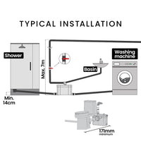PROTEGE Macerator Pump, with 4 Inlet, for P-Trap Toilet, House, Bathroom, Shower, Sink, Washing Machine