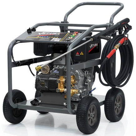 JET-USA Commercial Diesel High-Pressure Washer Cleaner, Electric Start 10hp 418cc, 15m Steel Braided Hose, Adjustable Triplex Pump - DX800