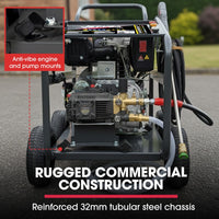 JET-USA Commercial Diesel High-Pressure Washer Cleaner, Electric Start 10hp 418cc, 15m Steel Braided Hose, Adjustable Triplex Pump - DX800