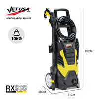 JET-USA RX535 Electric High Pressure Washer, 2600PSI 2 Nozzles, Brush Head, Deck Cleaner, Detergent Bottle