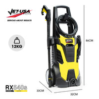 JET-USA RX540s Electric High Pressure Washer, 2900PSI 2 Nozzles, Brush Head, Deck Cleaner, Detergent Bottle