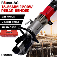 BAUMR-AG 16-25mm 1200W Heavy-Duty Electric Hydraulic Rebar Bender, Carry Case