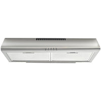 EUROCHEF 60cm Fixed Stainless Steel Rangehood, Quiet 3-Speed, 4-Layer Dishwashable Filters, Halogen Lights EFR60S