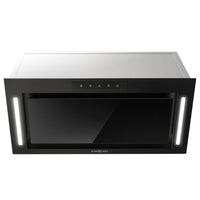 EUROCHEF 60cm Undermount Rangehood Black, Quiet 3-Speed, 3-Layer Dishwashable Filter, LED Lights EUR60B