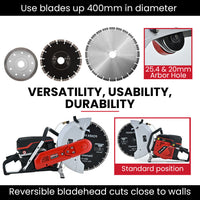 BAUMR-AG 400mm Professional Concrete Demolition Saw 94cc 2-Stroke, Wet and Dry Demo Cutting, 16" Diamond Blade, Anti-Vibration System