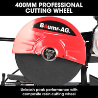 Baumr-AG 2400W 400mm 16" Metal Cut Off Cold Saw, Commercial Grade, Brushless Motor, Soft Start, 45 Degree Mitre Chop