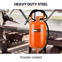 UNIMAC 38L Sandblasting Tank, Pressurised Design with Sandblast Gun Set with Hose
