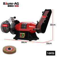 BAUMR-AG Bench Grinder Sander and Polisher Combo, 150mm Grinding Wheel, 50mm Linisher, 520W Brushless Motor, w/ Wire and Buffing Wheels