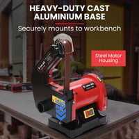 BAUMR-AG Bench Vertical Belt and Disc Sander Combo, 25mm Linisher, 125mm Sanding Disc, Brushless Motor, Dust Collection Ports
