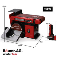 BAUMR-AG Bench Belt and Disc Sander Combo, 100mm Linisher + 150mm Disc, S1 Rated 400W Brushless Motor, Horizontal & Vertical Sanding