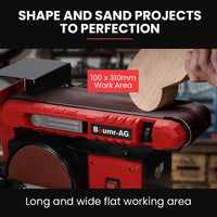 BAUMR-AG Bench Belt and Disc Sander Combo, 100mm Linisher + 150mm Disc, S1 Rated 400W Brushless Motor, Horizontal & Vertical Sanding