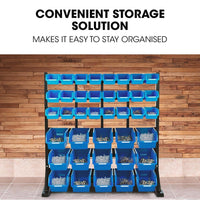 BAUMR-AG 39 Parts Bin Rack Storage System Floor Mount - Blue