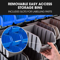 BAUMR-AG 94 Parts Bin Rack Storage System Mobile Double-Sided - Blue