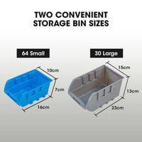 BAUMR-AG 94 Parts Bin Rack Storage System Mobile Double-Sided - Blue