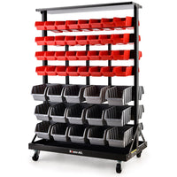 BAUMR-AG 94 Parts Bin Rack Storage System Mobile Double-Sided - Red