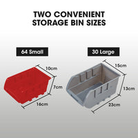 BAUMR-AG 94 Parts Bin Rack Storage System Mobile Double-Sided - Red