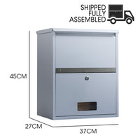 FORTIA Wall Mounted Parcel Post Box Letterbox, Surfmist Light Grey