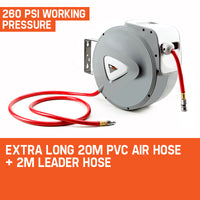 UNIMAC 20m Retractable Air Hose Reel Compressor Wall Mounted Auto Rewind