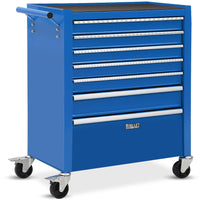 BULLET Pro 7 Drawer Tool Box Cabinet Trolley Storage, Toolbox Garage Organiser Set, Blue