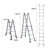 Bullet 4m Folding Aluminium Multipurpose Ladder, w/ Workshelf Platform, Spring Assisted Rapid Safety Lock Adjusters