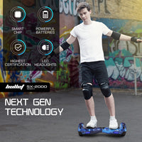 BULLET SX-2000 Hoverboard Scooter, 500W Brushless, Superior Self Balancing System, UL Certified, LED Lights, Blue Galaxy