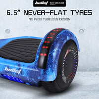 BULLET SX-2000 Hoverboard Scooter, 500W Brushless, Superior Self Balancing System, UL Certified, LED Lights, Blue Galaxy