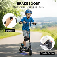 ALPHA Edge Electric Scooter, Kids & Teens, Adjustable Handlebars, 3 Speed Modes, Dual Foot E-Brake, Bluetooth Music, LED, Blue